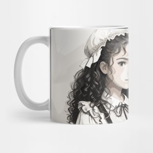 Pencil drawing. Portrait of a young lady Mug